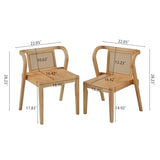 3-Piece Modern Dining Set with Stackable Dining Chairs, Solid Wood Square Table and Chair Breakfast Table Set for 2 Person, Space Saving Dinette for Dining Room, Kitchen, Living Room, Patio-Nature MIAUWUUFHOME