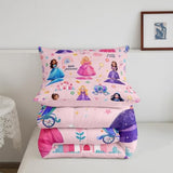 jejeloiu Kids Magical Princess Bedding Set Full Size Pink Castle Duvet Quilt for Boys Girls Teens Bedroom Decor Fairy Comforter Set Dreamy Breathable Soft Lightweight Microfiber 3Pcs jejeloiu