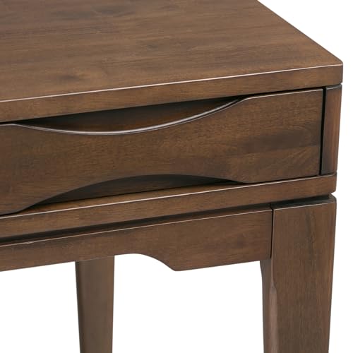 SIMPLIHOME Harper SOLID WOOD Mid Century Modern 60 inch Wide Home Office Desk, Writing Table, Study Table Furniture in Walnut Brown with 2 Drawers SIMPLIHOME