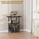 YAKANJ Record Player Stand with Extended Desktop,Large Record Player Table with Vinyl Storage,Turntable Stand with Record Holder Vinyls Display Shelf for Music Room Studio,Modern Black YAKANJ