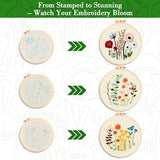 RAINFLOW Embroidery Kit for Beginners 3 Sets Stamped Cross Stitch Kits,Needle Point Kits Adults Beginner with Stamped Easy Flowers Plant Patterns,DIY Needlework Mothers Day Gifts for Adults Women