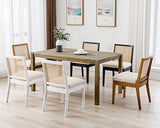 HNY LIVINOVA Farmhouse Rattan Dining Chairs Set of 6, Mid Century Modern Kitchen & Dining Room Chairs, Cane Upholstered Kitchen Chairs Side Chairs with Natural Hardwood Frame, Beige HNY