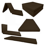 D&D Futon Furniture Trifold Foam Beds, Floor Tri-Fold Bed, Foldable Shikibuton Mattress Cushion Topper Mat for Space Saving Sleepover 3x27x75 in, Brown D&D Futon Furniture