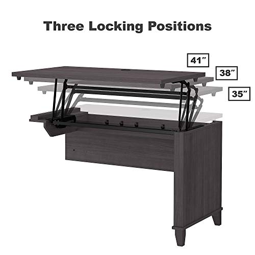 Bush Furniture Somerset 72W 3 Position Sit to Stand L Shaped Desk with Hutch and File Cabinet in Storm Gray Bush Home