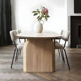 LAKIQ Oval Solid Wood Dining Table Farmhouse Wooden Meeting Room Conference Table Rectangle Office Writing Desk - Table Only - Without Chairs (Natural, 63" L x 31.5" W x 29.5" H) LAKIQ