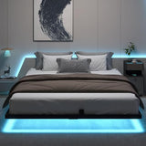 HOMBCK Floating Bed Frame King with LED Lights, Industrial Style Metal Bed Frame, No Box Spring Needed, Easy to Assemble, Noise Free HOMBCK