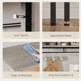 Bestier Retro Grey Oak 5-Tier Multifunctional Bakers Rack with Storage Cabinet & LED Light Bestier