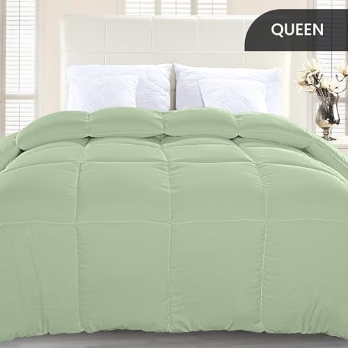 Utopia Bedding Comforter Duvet Insert, Quilted Comforter with Corner Tabs, Box Stitched Down Alternative Comforters Queen Size (Sage Green) Utopia Bedding