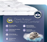 SERTA Down Illusion All Season Hypoallergenic Down Alternative Comforter with Corner Loops, Twin/Twin XL, White Serta