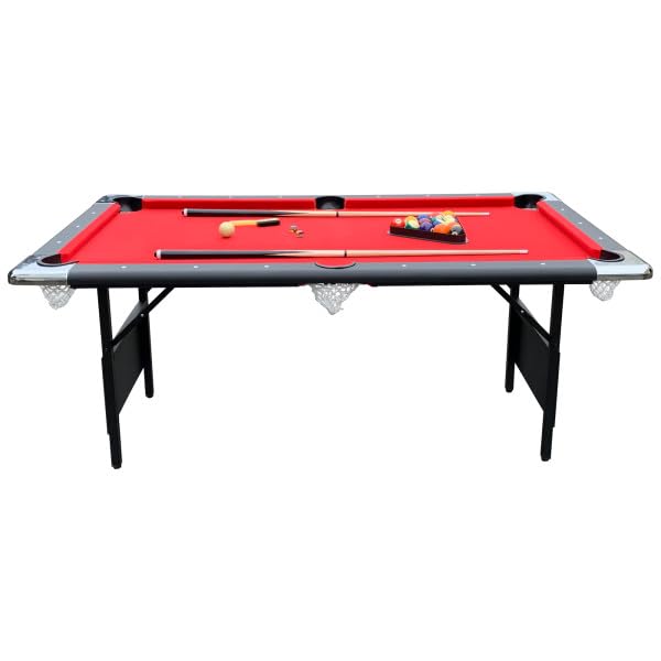 Hathaway Fairmont 6 Ft Portable Pool Table, Adults Folding Billiards Tables for Game Room with Easy Foldable Storage, Includes Full Set of Billiard Balls, Cues, Chalk & Brush Hathaway