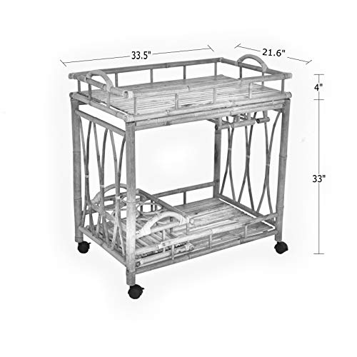 Statra Zew Bamboo Wheeled Serving Cart Wine Natural Statra