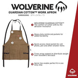WOLVERINE Guardian Cotton Work Apron Durable & Comfortable for the Hardest Workers with Reinforced Pockets, Cross Strap Support and Quick Access Chest Pocket Brown WOLVERINE
