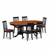 East West Furniture PLAN7-BCH-LC 7 Piece Dining Table Set Consist of an Oval Dining Room Table with Butterfly Leaf and 6 Faux Leather Upholstered Chairs, 42x78 Inch, Black & Cherry East West Furniture
