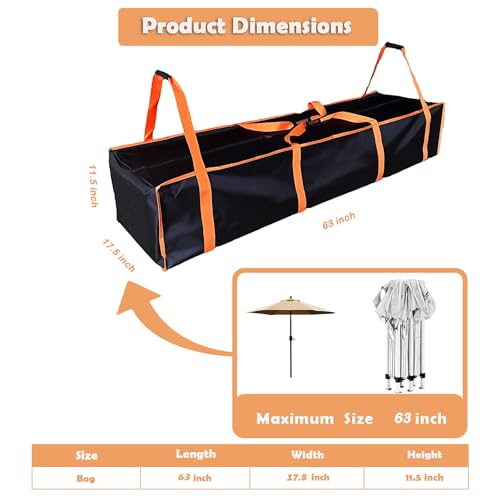 Large Tent Storage Bag 63X17.5X11.5in with Handles - 10*20ft , 20*30ft Pop Up Canopy Frame Replacement Parts,Workable for Party Tent Bag , Heavy-Duty Water Resistant Oxford Fabric (orange, 63 inch) Smyhlf-us