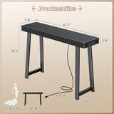 Huuger Entryway Console Table with Charging Station, USB-C Port, 47.2 Inch Sofa Table with Metal Legs, Entry Hallway Table with Thicker Desktop, Modern Behind Couch Table, Black Huuger