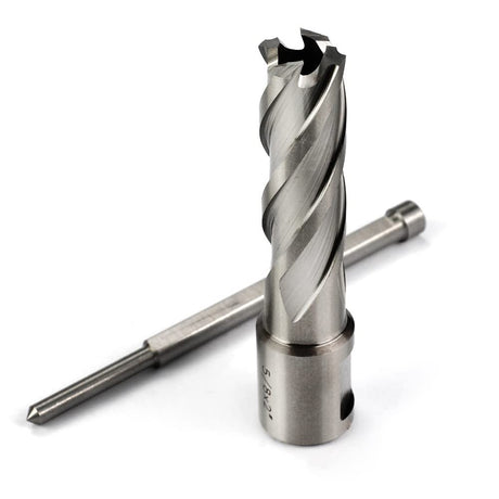 OSCARBIDE 5/8"x2" HSS Annular Cutter 5/8 inch Cutting Diameter 2 inch Depth of Cut,3/4 inch Weldon Shank 2 Flat Mag Drill Bit with Pilot Pin for Magnetic Drill Press,1 Piece OSCARBIDE
