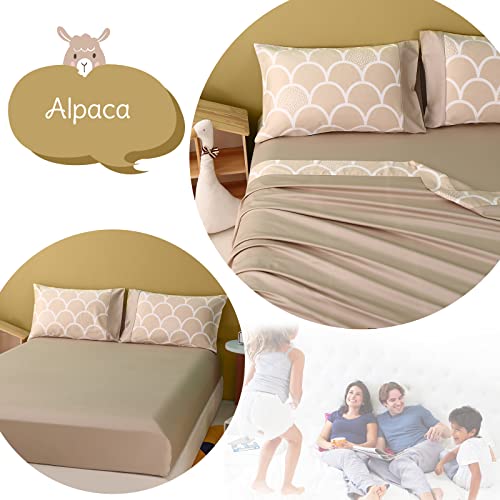 Simple&Opulence 100% Organic Cotton Sheet Set for Kids Teens, 3 Pieces Soft Bed Sheets Boy Girl Warm Adorable - Alpaca, Twin Simple&Opulence
