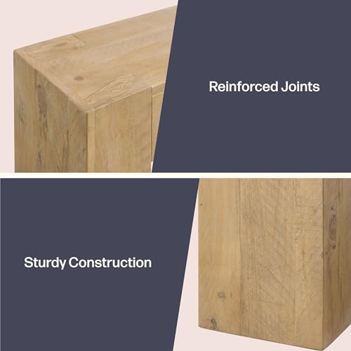 Alaterre Furniture Stockyard Solid Wood Console Table - 56 Inch Modern Farmhouse Entryway Table - Easy Assembly Living Room Furniture for Behind The Couch, Entryway, or Hallway (Light Oak) Alaterre Furniture