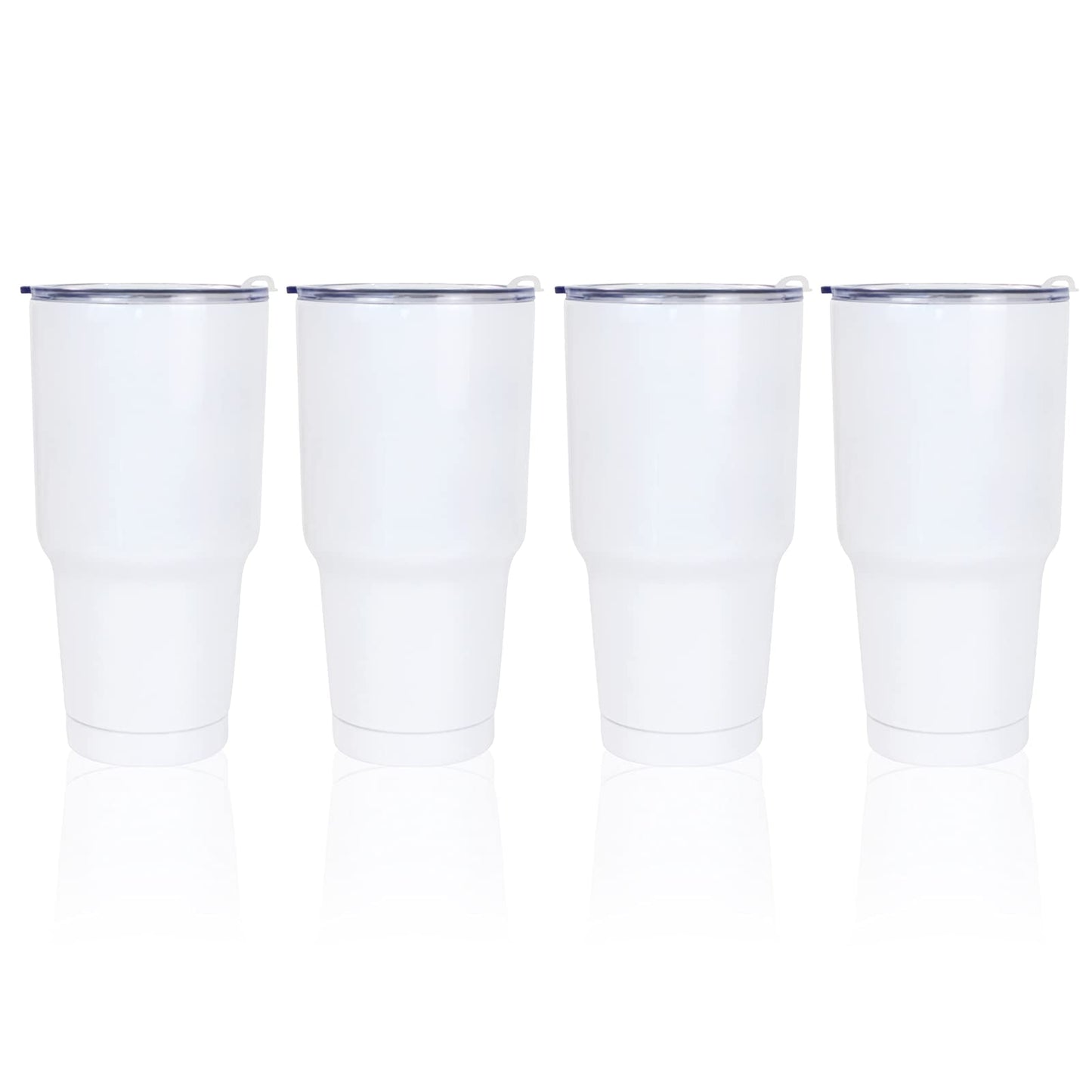 MAIKESUB 4 Pcs 30 oz Sublimation Double Wall Vacuum Insulated Cups With Lids Stainless Steel White Coffee Mugs for Vehicle Cup Holders Travel Tumbler Car Cups