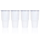 MAIKESUB 4 Pcs 30 oz Sublimation Double Wall Vacuum Insulated Cups With Lids Stainless Steel White Coffee Mugs for Vehicle Cup Holders Travel Tumbler Car Cups MAIKESUB