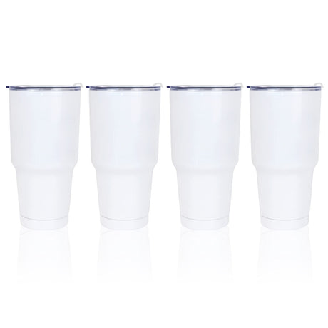 MAIKESUB 4 Pcs 30 oz Sublimation Double Wall Vacuum Insulated Cups With Lids Stainless Steel White Coffee Mugs for Vehicle Cup Holders Travel Tumbler Car Cups MAIKESUB