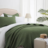 SunStyle Home Quilt Set Twin Olive Green Lightweight Comforter Bedspread Soft Reversible Coverlet for All Season 2pcs Army Green Durable Diamond Quilted Bedding Set (1 Quilt 1 Pillow Sham)(68"x86") SunStyle Home