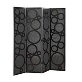 Roundhill Furniture Tavari 4-Panel Room Divider, Decorative Folding Freestanding Privacy Screen, Black Roundhill Furniture