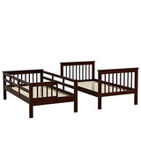 Ball & Cast Twin-Over-Twin Bunk Bed with Storage Ladder and Full-Length Guard Rail,Wood Bunkbed w/Slat Support,Space Saving,Bedframe Furniture for Student Dorms,Studio,Espresso Ball & Cast