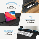 HUANUO 32" Z Shaped Stable Standing Desk Converter, Height Adjustable Sit Stand Up Desk Riser, Dual Monitor and Laptop Workstation with Wide Keyboard Tray, Desk Lifter for Home Office HUANUO