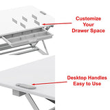 SHW 32-Inch Height Adjustable Standing Desk Converter Riser Workstation with Drawer, White SHW