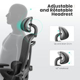 Sweetcrispy Office Chair Ergonomic Desk Chair, 300 LBS Home Mesh Office Desk Chairs with Wheels, 2D Headrest, Up&Down Lumbar Support, Swivel High Back Computer Chair with Flip-up Armrests,Dark Black Sweetcrispy