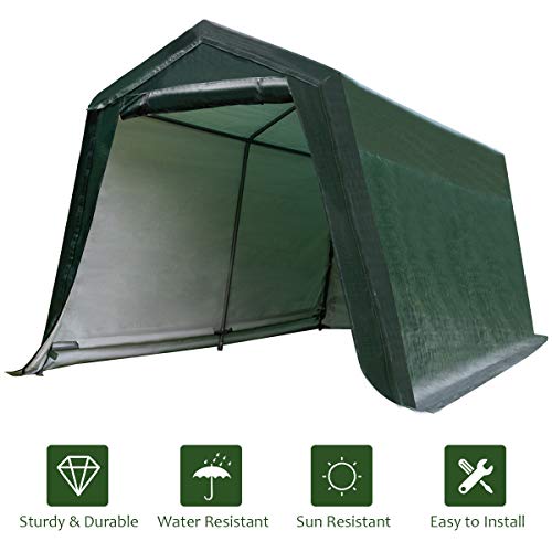 Tangkula 10x10 Ft Outdoor Storage Shelter, Patio Storage Tent, Enclosed Carport Shed w/All-Steel Metal Frame and Waterproof Ripstop Cover, Outdoor Garage Tent with Sidewalls Tangkula