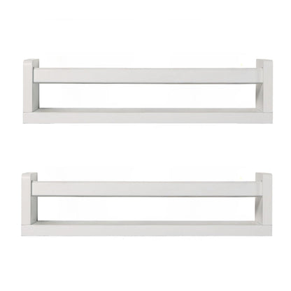 JORIKCHUO Nursery Book Shelves | Set of 2 Wood Floating Shelves for Kids Room, Kitchen Spice Rack, or Rustic Wall Mounted | Farmhouse Bathroom Décor (Rustic White).