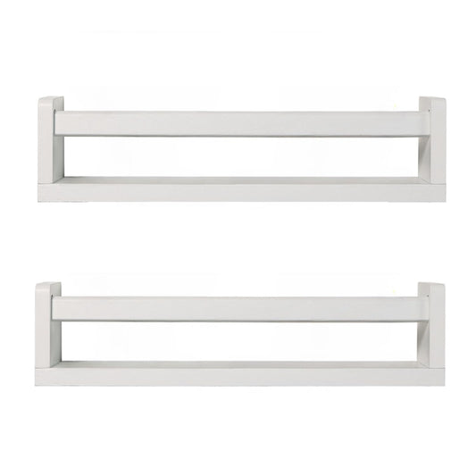 JORIKCHUO Nursery Book Shelves | Set of 2 Wood Floating Shelves for Kids Room, Kitchen Spice Rack, or Rustic Wall Mounted | Farmhouse Bathroom Décor (Rustic White).