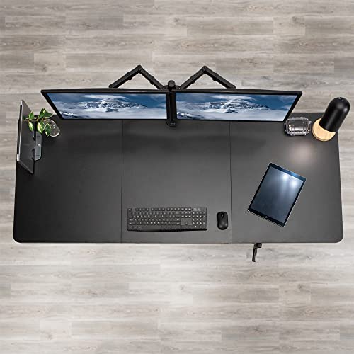 VIVO Manual Height Adjustable 71 x 30 inch Stand Up Desk, Reclaimed Wood Table Top, Black Frame, Standing Workstation with Foldable Handle, DESK-KIT-MB7P VIVO