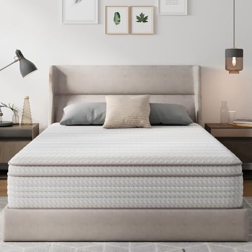 Novilla 12 Inch Full Size Mattress in a Box, Hypoallergenic & Back Pain Relief, Hybrid Full Mattresses with Smarts Coils, Fiberglass Free CertiPUR-US Certified Colchones No Box Spring Needed Novilla