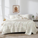 WDCOZY Boho Ivory Twin Quit Size Bedding Sets with 1 Pillow Sham, Cream White Farmhouse Lightweight Soft Bedspread Coverlet for All Season, 2 Pieces, 68x90 inches WDCOZY