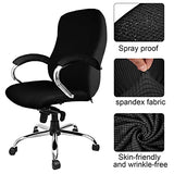 Tatuo 3 Pcs Computer Office Chair Cover Universal Rotating Chair Slipcovers Protector Removable Washable Office Armrest Covers with Zipper for High Back Seat Backrest(L,Waffle,Black) Tatuo