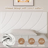 HOMBCK Twin Bed Frames,Twin Size Bed Frame with Linen Fabric Upholstered Headboard and Wooden Slats Support,Adjustable Headboard, No Box Spring Needed, Noise-Free, Easy Assembly, White HOMBCK