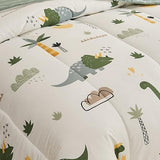 Joyreap 4 Piece Dinosaur Toddler Bedding Set, Cotton Toddler Comforter Sheet Set, Green Dinosaurs Print on White Design for Kids Boys n Girls Joyreap