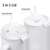 PYD Life 2 Pack 40 OZ Sublimation Tumblers with Handle White Blanks Stainless Steel Cups Mugs with Lid and Plastic Straw for Sublimation Oven Tumbler Heat Press Printing PYD Life