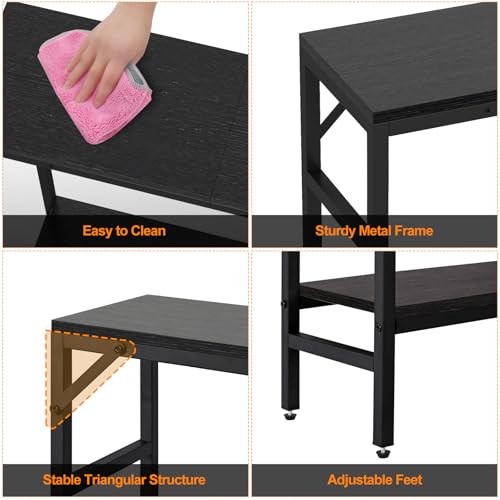 Livofloral Narrow Console Table for Entryway - 2 Tier, 29.5” Entryway Table with Shelf, Industrial Thin Sofa Table with 2 Support Bar, Display Tables for Living Room, Bedroom, Foyer, Black Livofloral