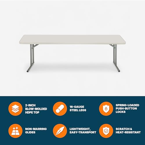 OEF Furnishings OEFBT-SEM1896 Commercial-Grade Premium Industrial Seminar Folding Table with Thick Blow-Molded Top and 16-Gauge Cantilever Steel Legs (Seminar, 18" × 96", Speckled Gray Top) OEF Furnishings