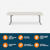 OEF Furnishings OEFBT-SEM1896 Commercial-Grade Premium Industrial Seminar Folding Table with Thick Blow-Molded Top and 16-Gauge Cantilever Steel Legs (Seminar, 18" × 96", Speckled Gray Top) OEF Furnishings