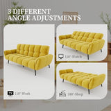 HIPIHOM Convertible Futon Sofa Bed, 76.77" Modern Linen Futon Couch, Comfy Sleeper Sofa with Adjustable Backrests, Couch Bed for Small Spaces, Living Room, Bedroom, Apartment, Yellow HIPIHOM