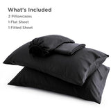 Bedsure Full Size Bed Sheets, Cooling Sheets, Rayon Derived from Bamboo, Breathable & Soft, Deep Pocket Up to 16 Inches, Hotel Luxury Silky Bedding for Hot Sleepers, Black Bedsure