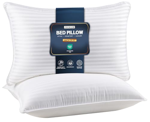 Utopia Bedding Bed Pillows for Sleeping Queen Size (White), Set of 2, Down Alternative Pillow for Sleeping, Cooling Hotel Quality Pillow Set for Back, Stomach or Side Sleepers Utopia Bedding