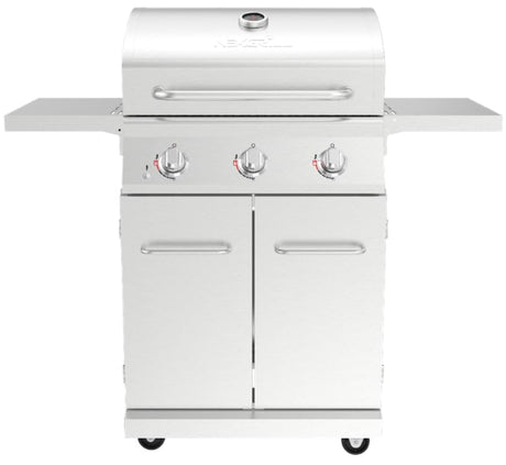 Nexgrill 3-Burner Stainless Steel Propane Gas Grill with Side Tables, 40,500 BTUs, 4 Wheel Transport, 591 SQ. IN. Cooking Space, Outdoor Kitchen Grill for BBQs, Patios, and More - 720-0830MN Nexgrill