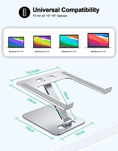 RIWUCT Foldable Laptop Stand, Height Adjustable Ergonomic Computer Stand for Desk, Aluminum Portable Laptop Riser Holder Notebook Mount Compatible with MacBook Pro Air, HP, Dell 10-16" RIWUCT