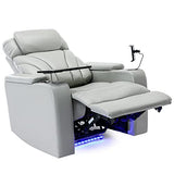 Merax Power Motion Recliner with USB Charging Port and Hidden Arm Storage, Home Theater Seating with Convenient Cup Holder Design,and Stereo(Light Grey)